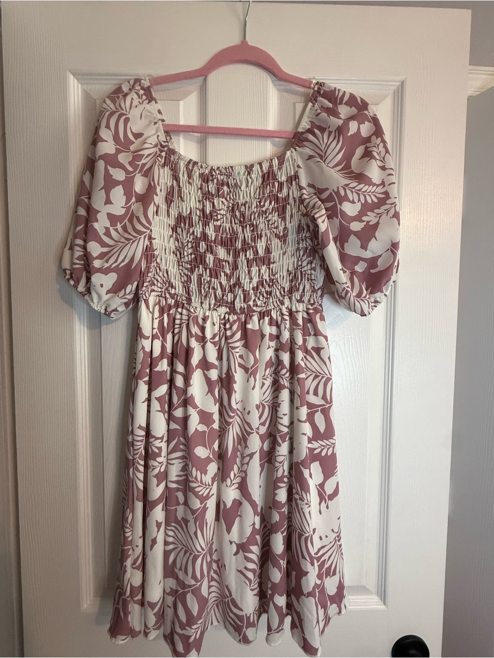 Filly Flair Rose Pink and White Smocked Puff Sleeve Dress